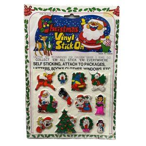 Vintage Christmas Puffy Stickers Vinyl Stick On Scrapbooking NOS Self Sticking